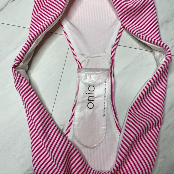 New! Onia Pink and White Stripe Swim Bikini Bottom M - Picture 8 of 10